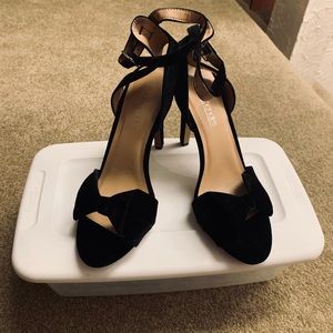 Black Velvet Open Back Pumps